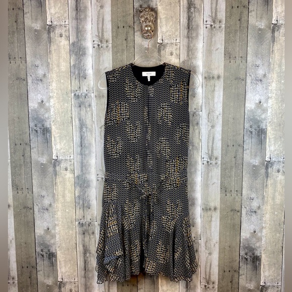 REISS Stefania Printed Dress in Black Yellow Multi Size 8. - Picture 3 of 16